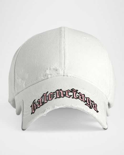Balenciaga Gray Blackletter Script Logo Baseball Cap