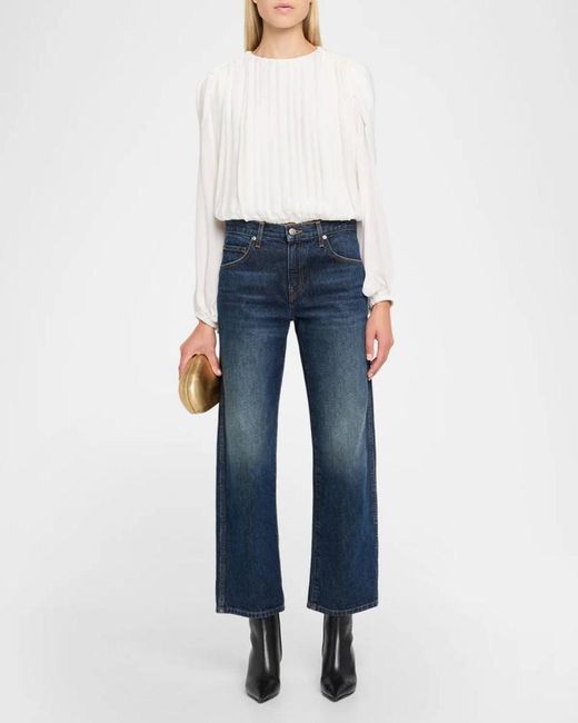 Jonathan Simkhai White Frida Pleated Blouse