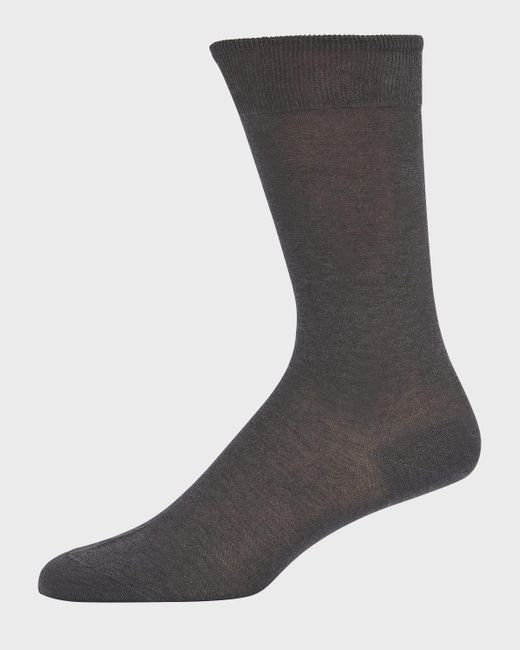 Bresciani Gray Knit Crew Socks for men