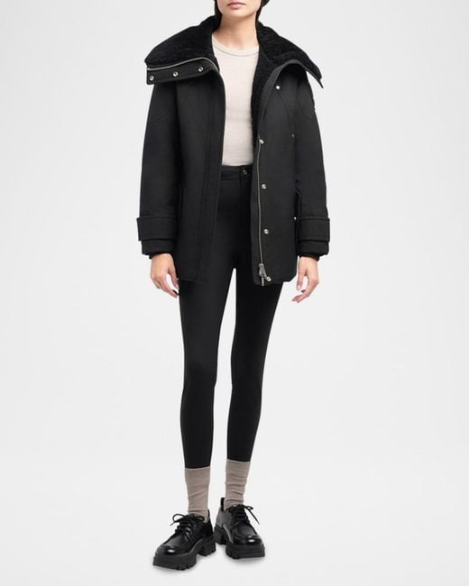 Moose Knuckles Black Aurora Shearling Trim Jacket