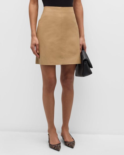 By Malene Birger Natural Coras Leather A-Line Mini Skirt