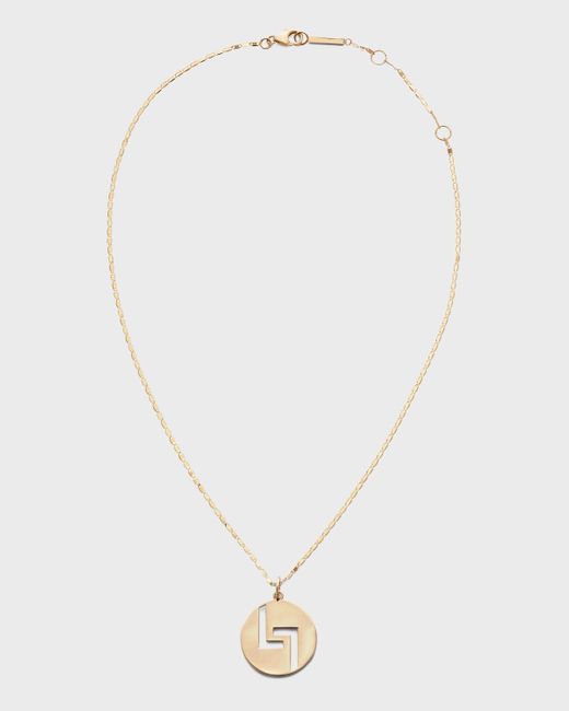 Lana Jewelry White 14k Gold 20mm Logo Pendant Necklace