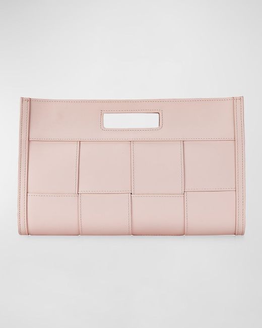 Gigi New York Pink Remy Woven Leather Clutch Bag