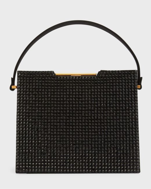 Giorgio Armani Black Crystal-embellished Satin Top-handle Bag