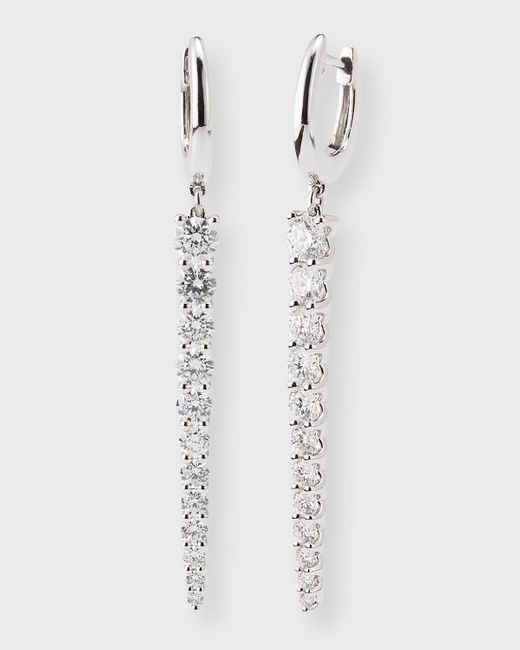Memoire 18k White Gold Diamond Identity Drop Earrings