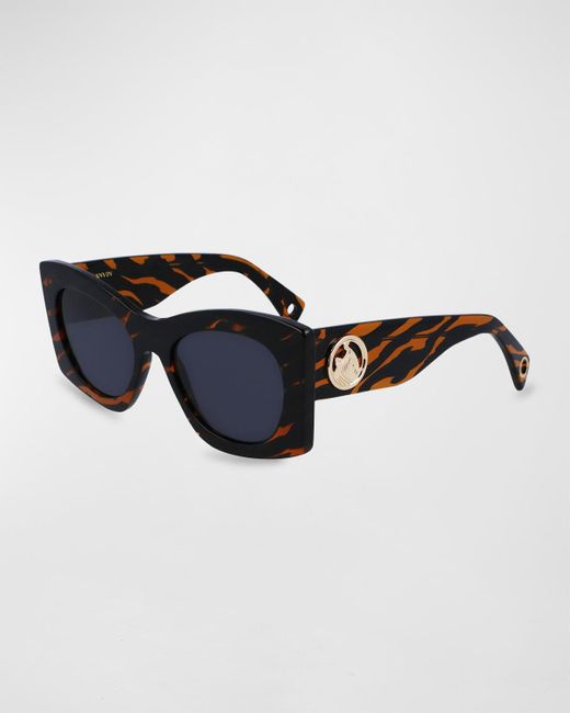 Lanvin Black Mother & Child Logo Acetate Butterfly Sunglasses