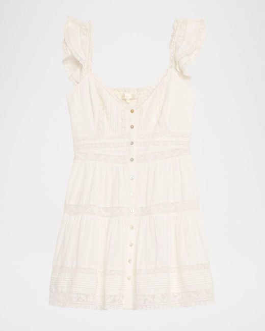 LoveShackFancy Natural Rietta Cotton Lace-Trimmed Mini Dress