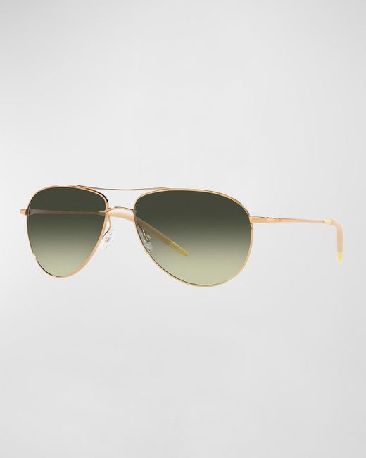 Oliver Peoples Green Benedict Metal & Crystal Aviator Sunglasses