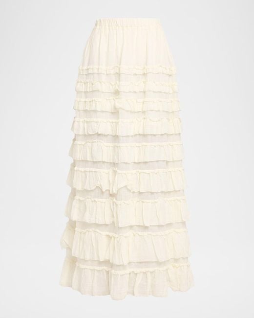 Sea Natural Anise Pull-On Ruffle Maxi Skirt