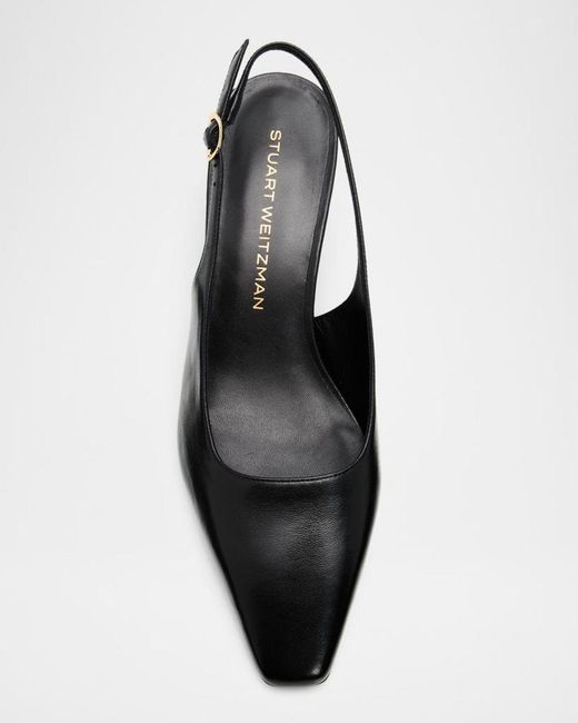 Stuart Weitzman Black 50Mm Stassi Leather Slingback Pumps