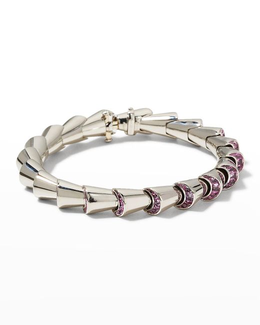 Oscar Heyman Metallic Platinum Pink Sapphire Cornucopia Tennis Bracelet