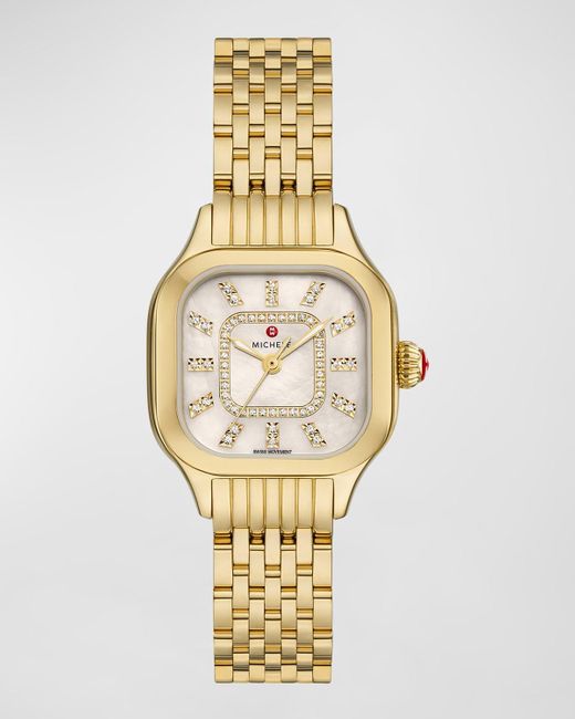 Michele Metallic 29mm Meggie Diamond Dial And Mother-of-pearl Watch