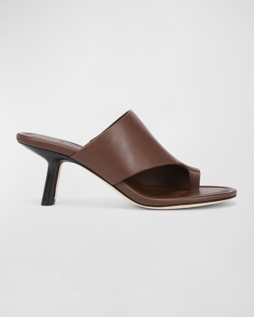Vince Brown Jasper Leather Toe-Ring Slide Sandals