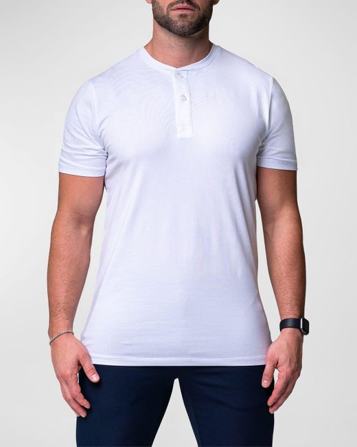 Maceoo White Core Henley Shirt for men