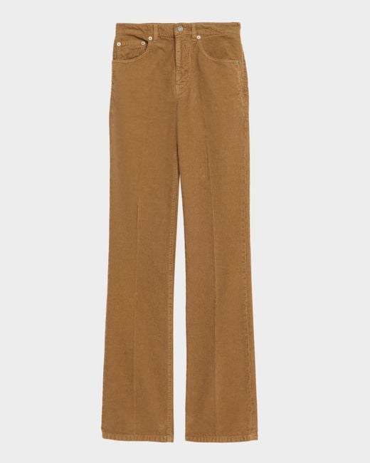 Saint Laurent Natural Corduroy Bootcut-Leg Pants