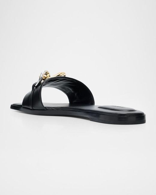 Jonathan Simkhai Black Arlo Chain Leather Flat Slides