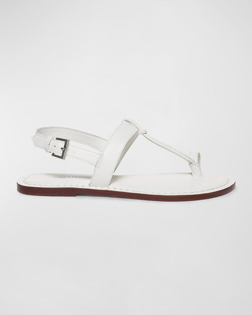 Bernardo White Calfskin T-Strap Slingback Sandals