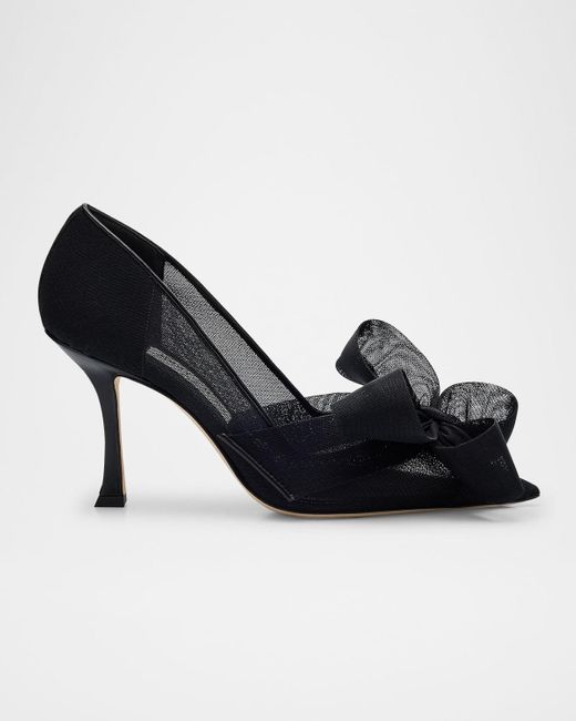 Jimmy Choo Black Staz Nylon Mesh Bow Pumps