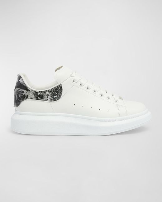 Alexander McQueen White Oversized Larry Wax Flower Leather Low-Top Sneakers for men