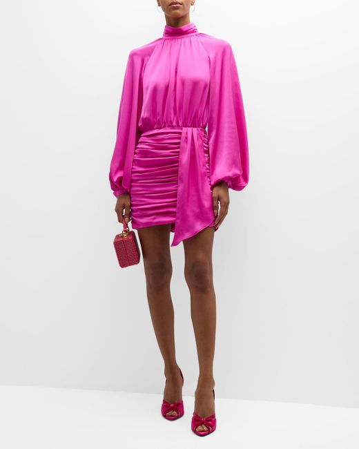 Ramy Brook Pink Katalina Long-Sleeve Mini Dress
