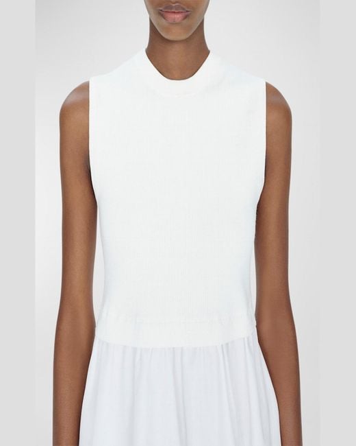 Jonathan Simkhai White Josey Sleeveless Bubble-Skirt Mini Dress