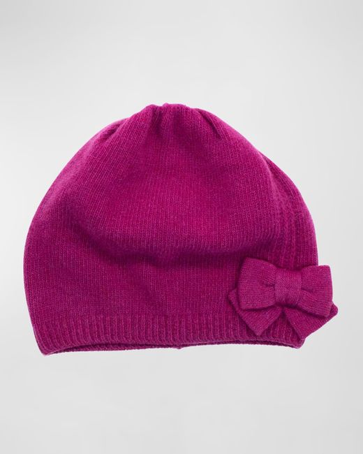 Portolano Pink Jersey Knit Bow Slouch Cashmere Beanie