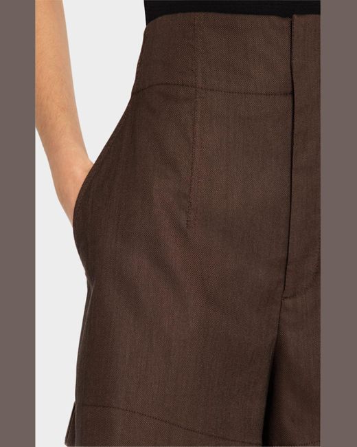A.L.C. Brown Charles Wide-Leg Twill Shorts