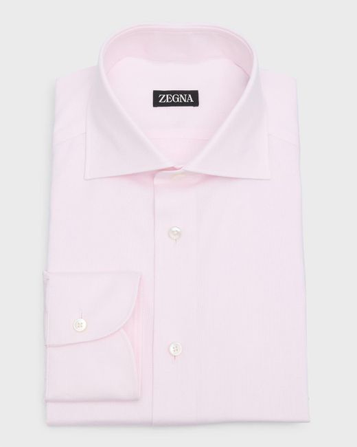 Zegna Pink Cotton Oxford Dress Shirt for men