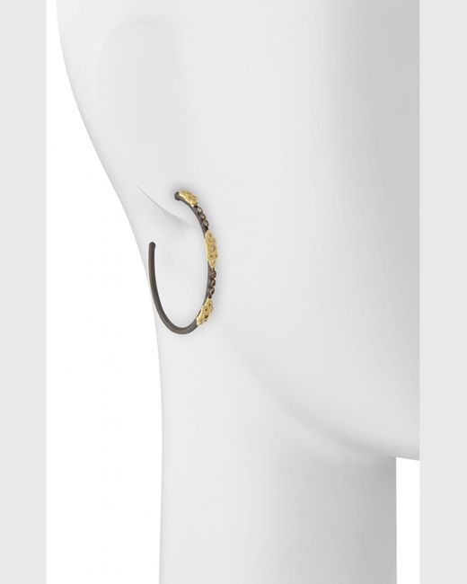 Armenta Metallic 18k Midnight Diamond Scrolls Hoop Earrings