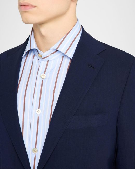 Kiton Blue Apos;S Solid Wool Blazer for men