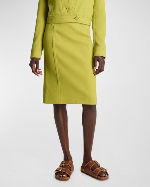St. John Yellow Tailored Wool-Blend Pencil Skirt