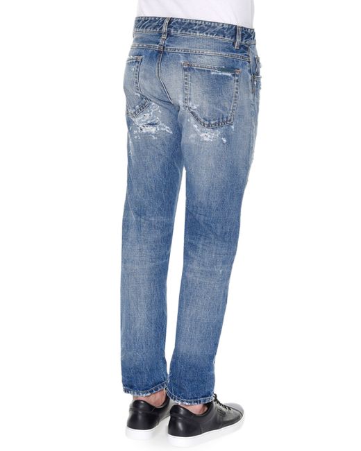 Dolce & gabbana Distressed Medium-wash Denim Jeans in Blue for Men