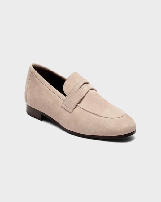Bougeotte White Flaneur Suede Flat Penny Loafers