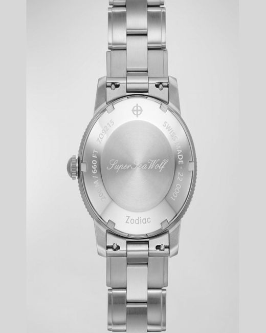 Zodiac White Super Sea Wolf 53 Skin Automatic Stainless Steel Bracelet Watch, 39Mm for men