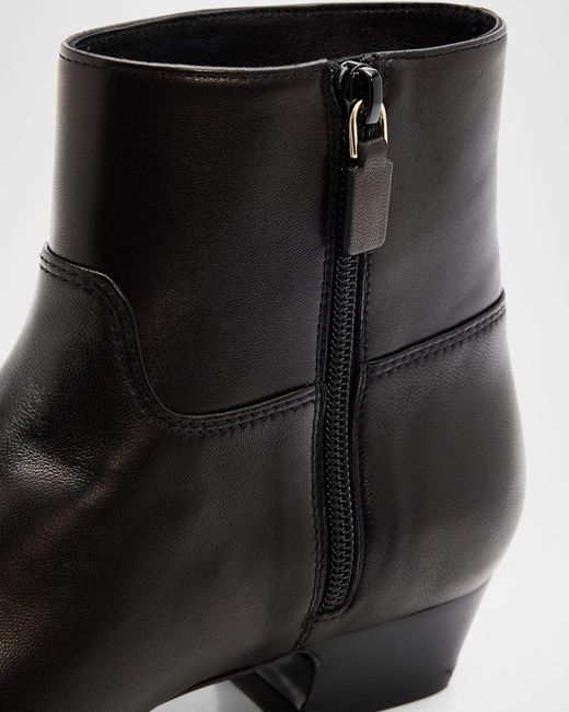 Stuart Weitzman Black Stassi Leather Zip Ankle Boots