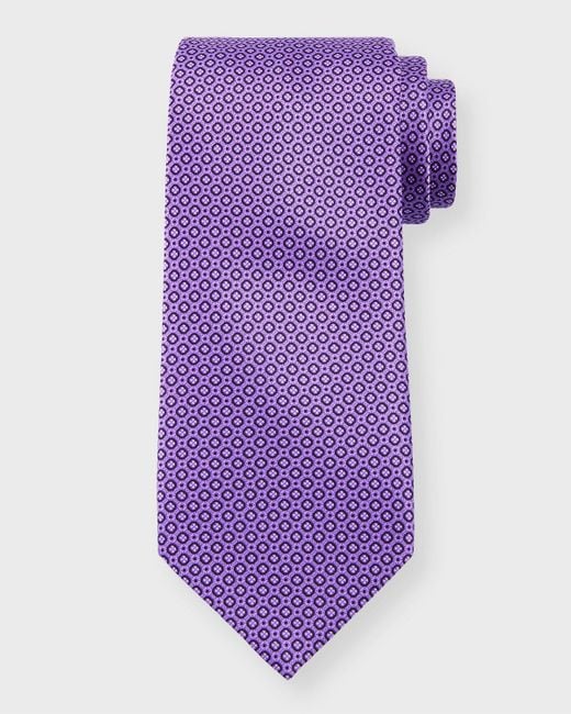 Stefano Ricci Purple Silk Micro-geometric Tie for men