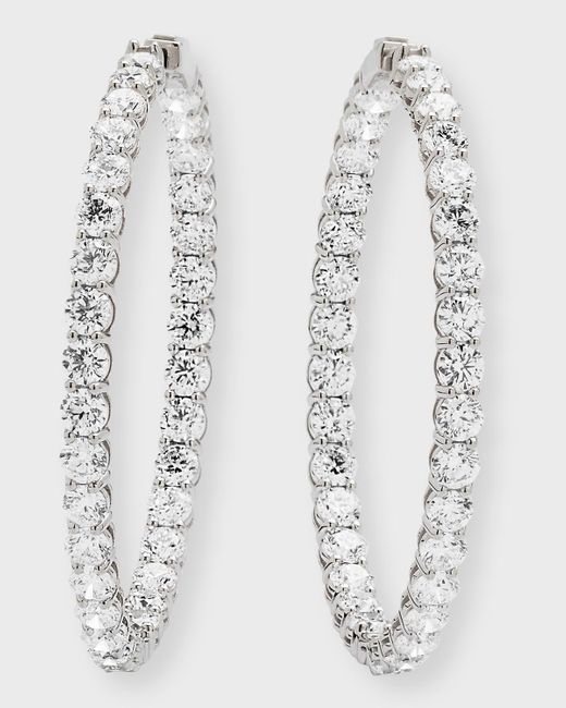 Neiman Marcus 18k White Gold Diamond Hoop Earrings, 21.12tcw
