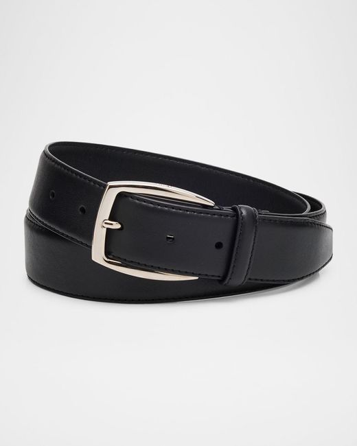 Brioni Black Square-Buckle Smooth Leather Belt for men