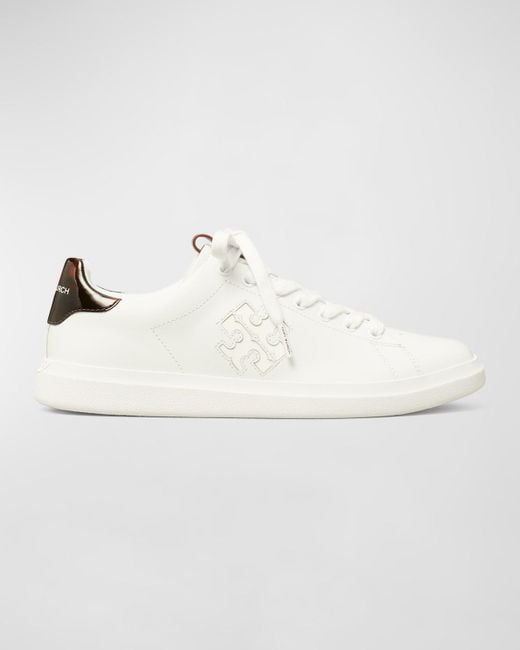 Tory Burch Natural Howell Double T Bicolor Sneakers