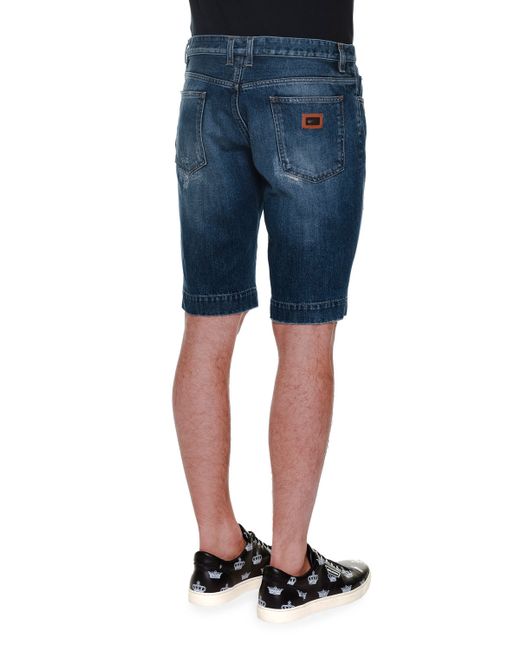 Dolce & gabbana Distressed Denim Shorts in Blue for Men | Lyst
