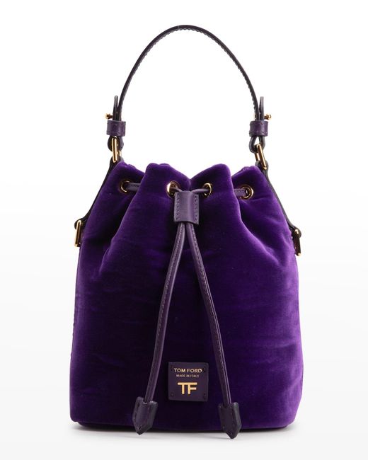 Tom Ford Purple Small Velvet Leather Bucket Bag