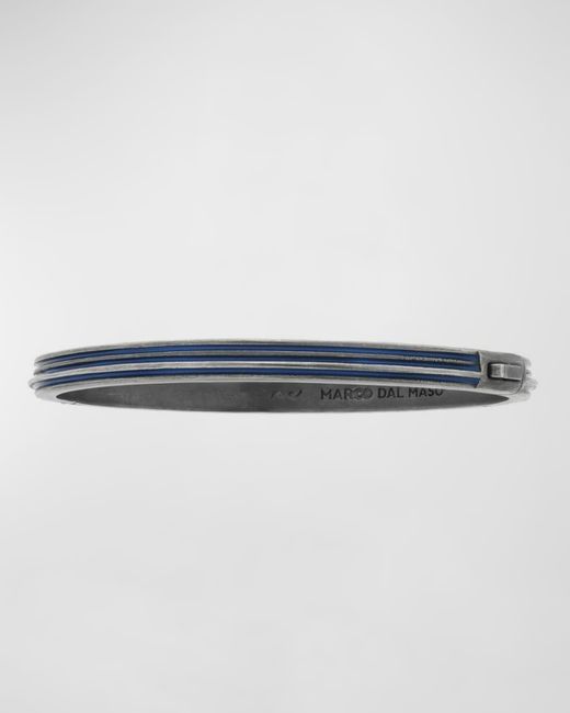 MARCO DAL MASO Blue Enameled Sterling Silver Bangle Bracelet for men