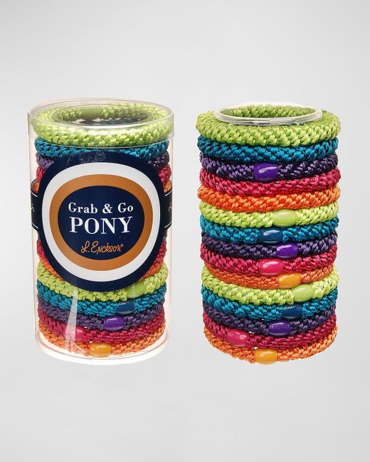 L. Erickson Multicolor Grab & Go Pony Elastics Tube, Set Of 15