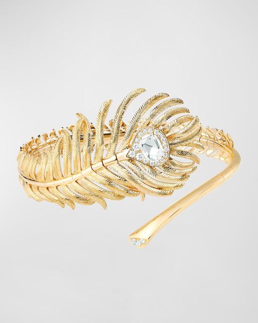 Boucheron Metallic Plume De Paon 18k Yellow Gold Bracelet With Diamonds