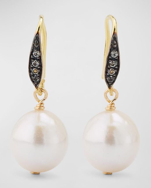 Margo Morrison White Edison Freshwater Pearl Earrings With Sapphires