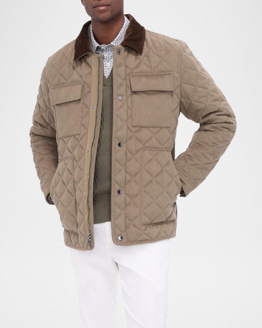 Bugatchi Brown Apos;S Concealed-Zip Quilted Jacket for men