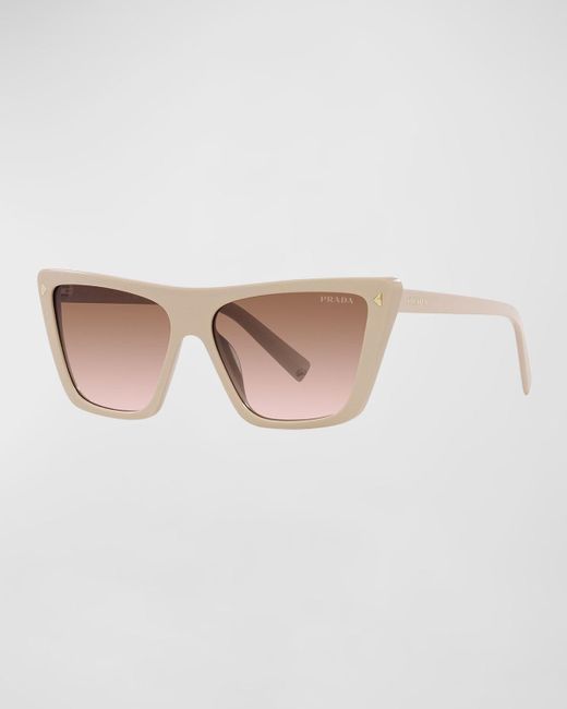 Prada Natural Polarized Logo Acetate Butterfly Sunglasses