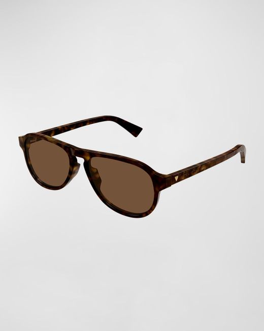 Bottega Veneta Brown Keyhole-bridge Acetate Oval Sunglasses for men