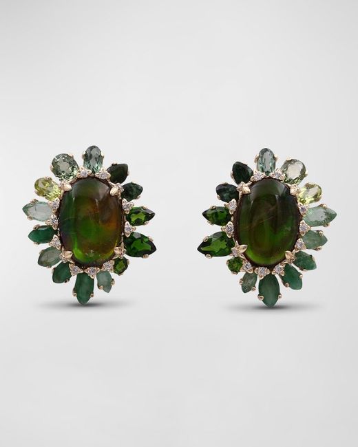 Stephen Dweck Green Multi-gemstone And Diamond Earrings