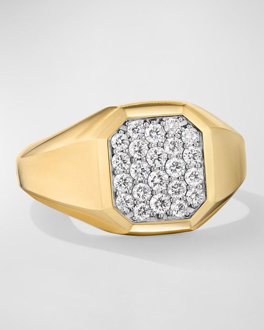 David Yurman Metallic Streamline Signet Ring With Diamonds In 18k Gold, 14mm for men